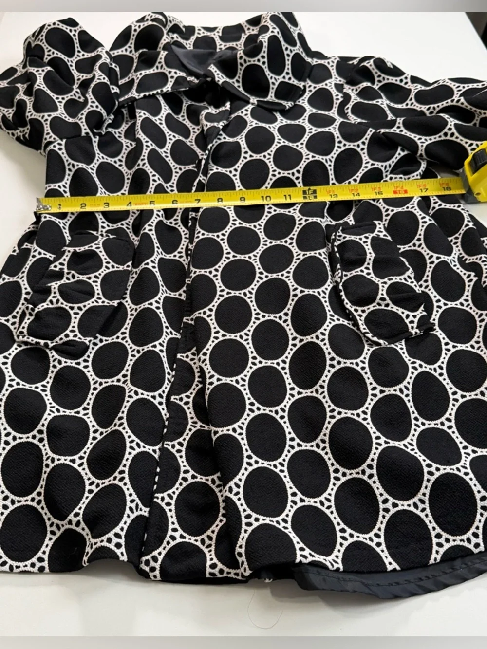 Damee Inc Black and White Oval Dot Long Sleeve Dress Coat - Picture 7 of 9